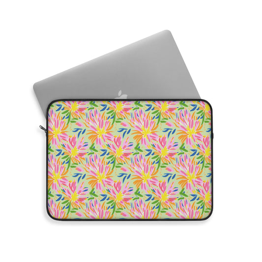 Blossoms in Bloom: Watercolor Pink and Yellow Flower Bursts Design - Laptop or Ipad Protective Sleeve 3 Sizes