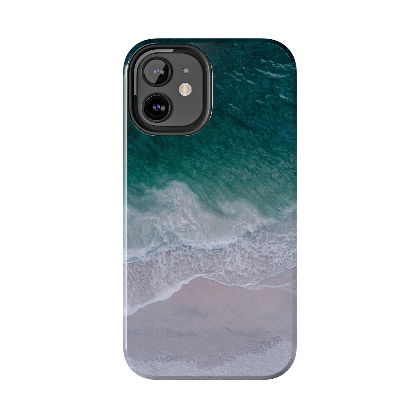 Ocean's Embrace: Deep Green Waters with White Waves Crashing onto the Beach Design Iphone Tough Phone Case