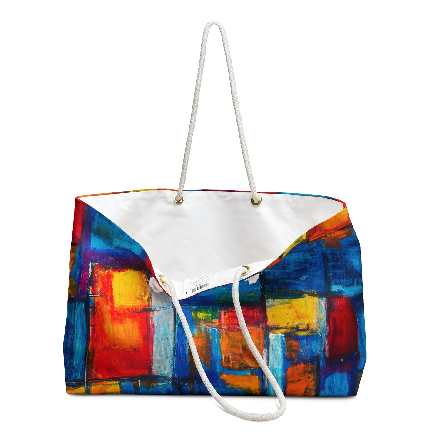 Rainbow Abstract Painting  - Weekender Oversized Canvas Tote Bag 24" × 13"