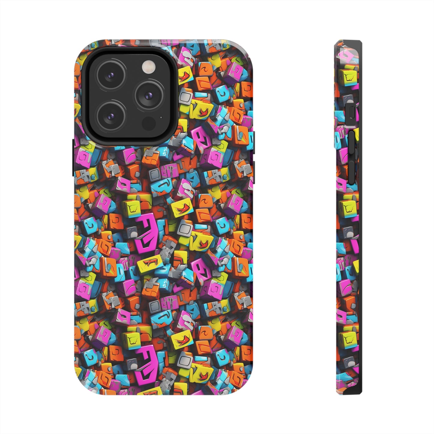 3D Abstract Colorful Block Design Iphone Tough Phone Case