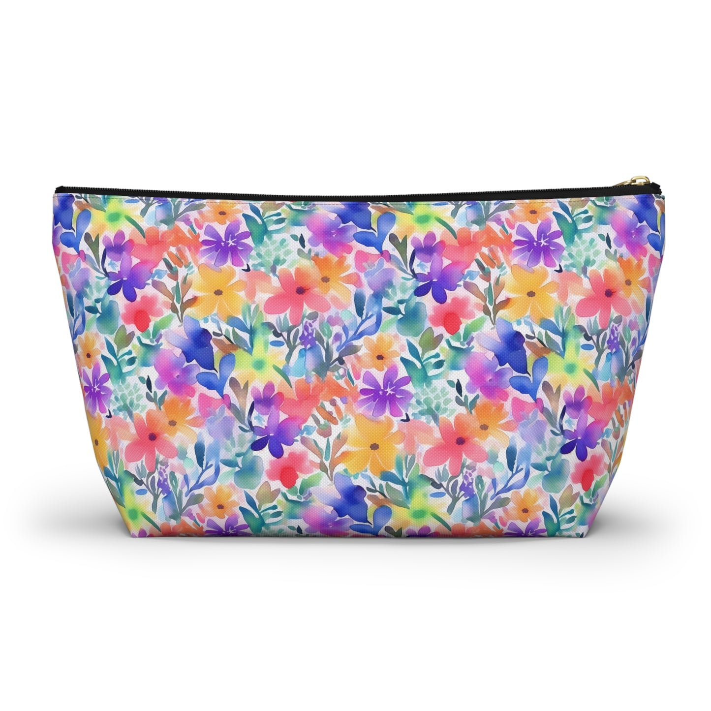 Radiant Watercolor Blooms: Bright and Vivid Floral  Design - Makeup & Accessory Bag 2 Sizes