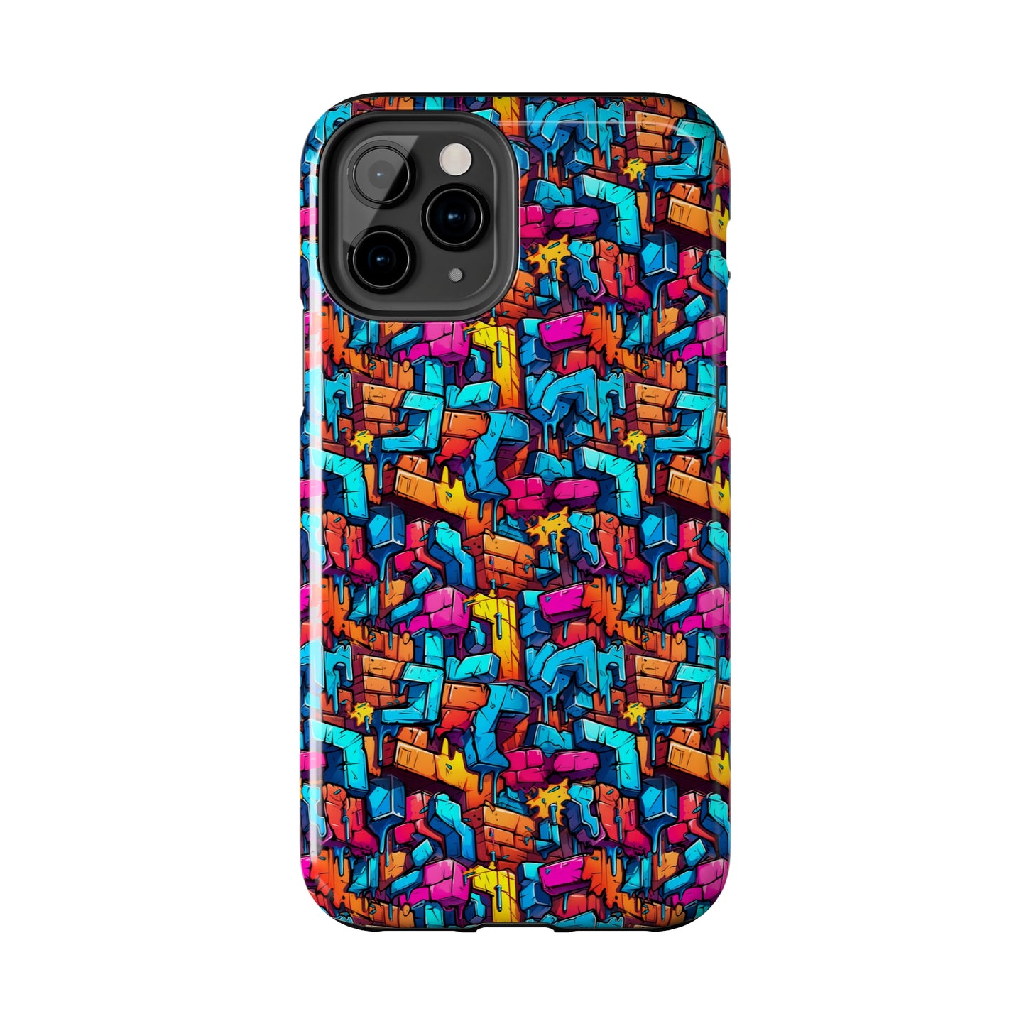 3D Rainbow Colored Graphic Blocks Design Iphone Tough Phone Case