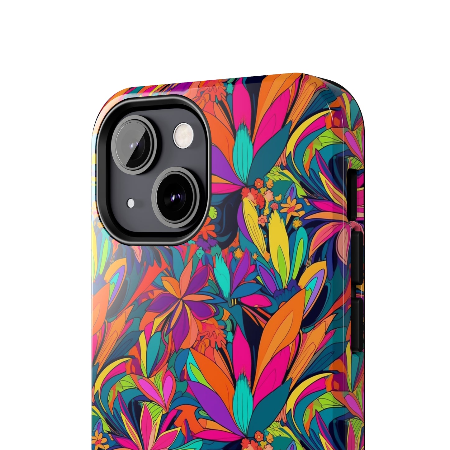 Tropical Neon Flowers Iphone Tough Phone Case