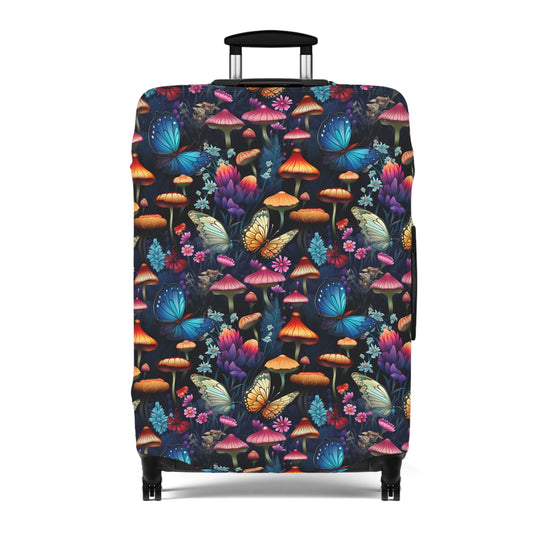 Mystical Butterflies and Mushroom Nighttime Garden  - Luggage Protector and Cover 3 Sizes