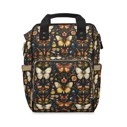 Enchanted Garden of Butterflies and Botanicals in Rich Autumn Hues on a Deep Night Background Multifunctional Diaper Backpack