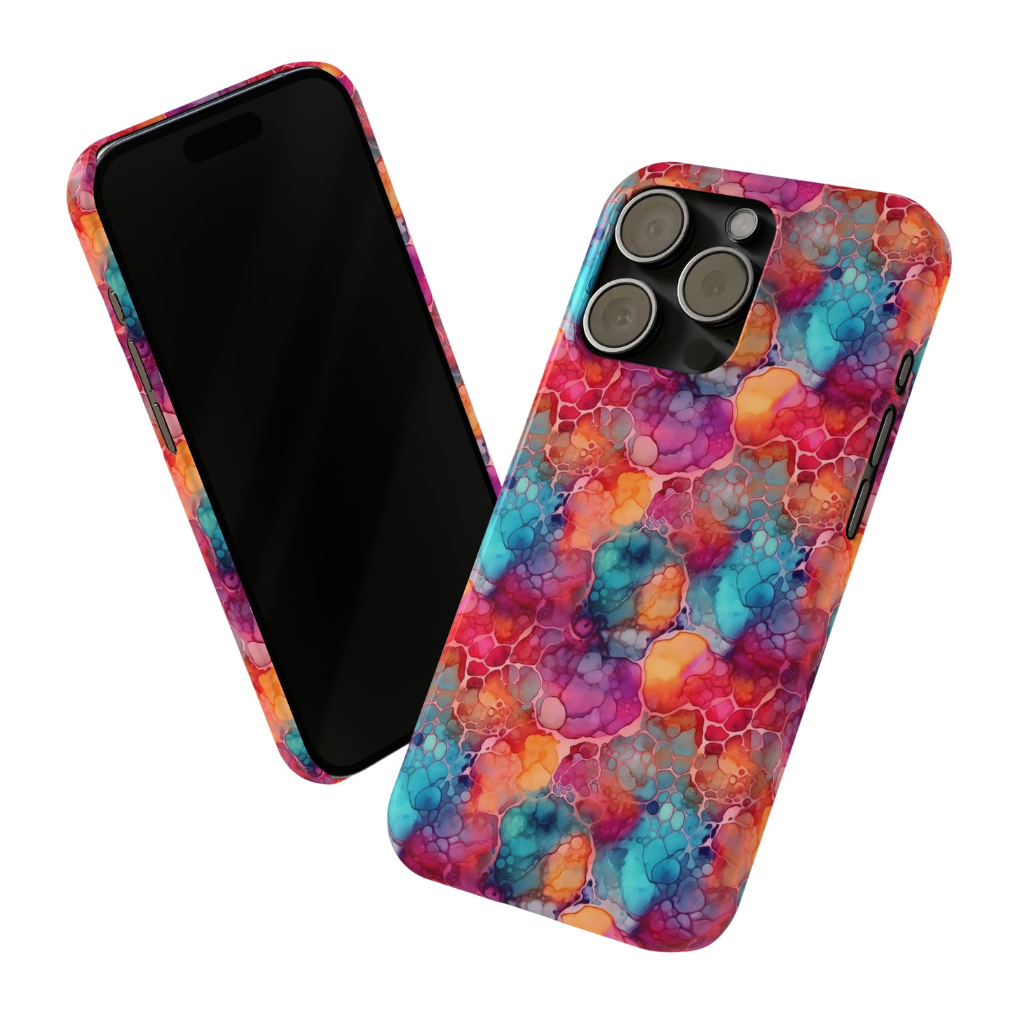 Rainbow Alcohol Ink Design Iphone 15-12 Slim Phone Case