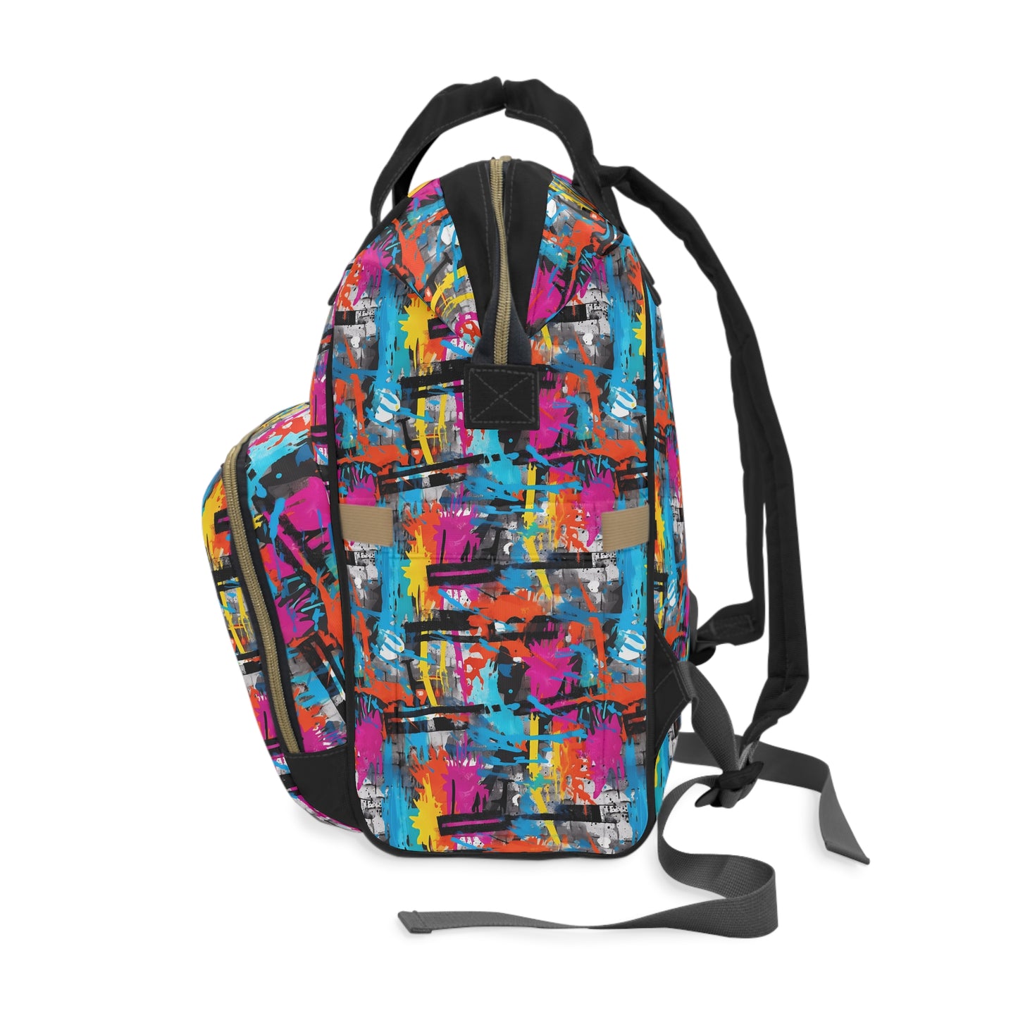 Vibrant Vandalism: Rainbow Graffiti Artistry Multifunctional Diaper Backpack