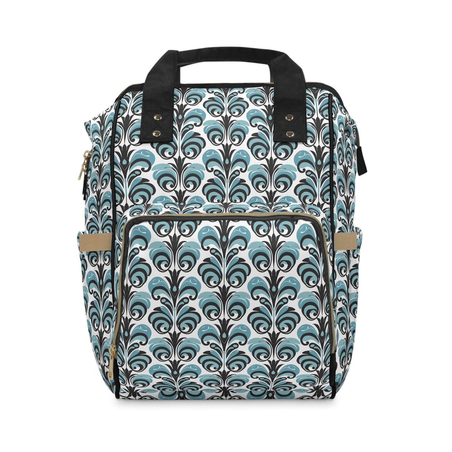 Vintage Blue & Black Swirl Pattern Multifunctional Diaper Backpack