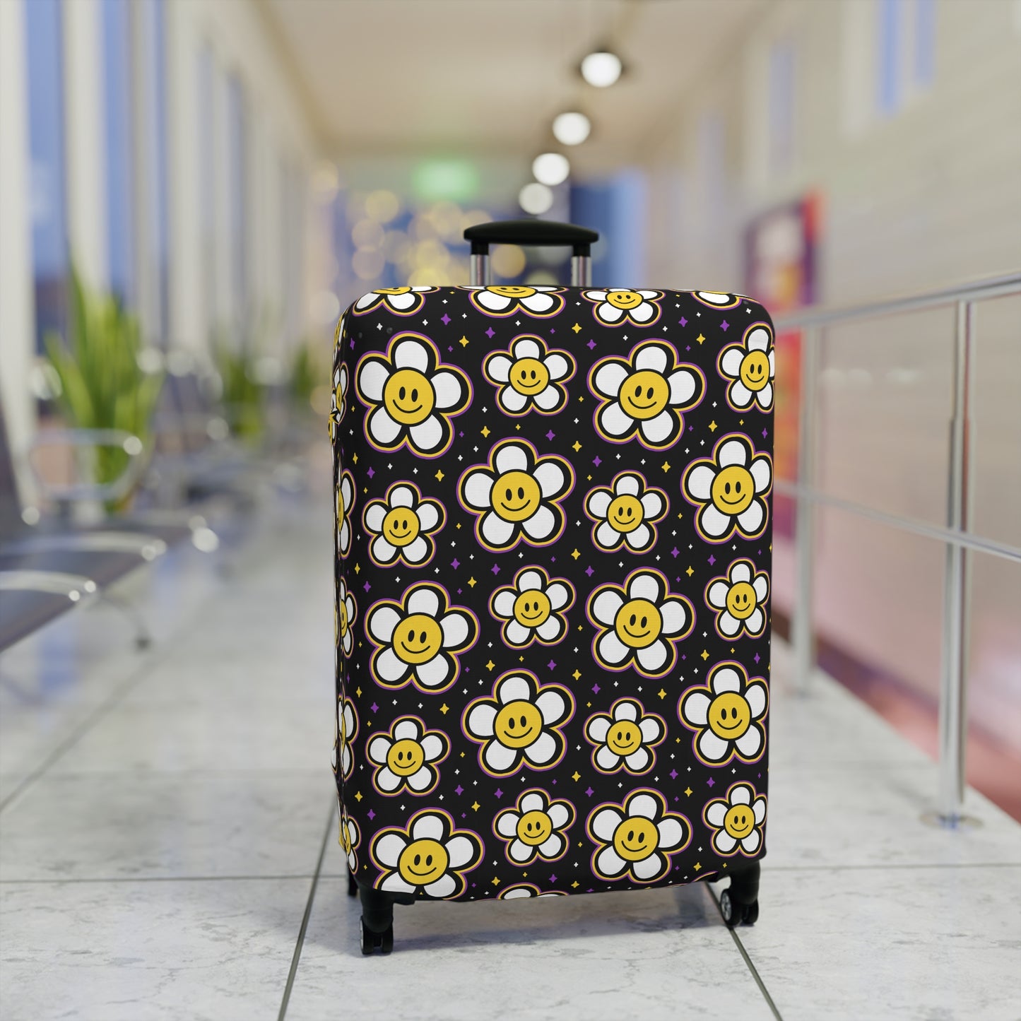 Kids Retro Daisies with Smiley Faces  - Luggage Protector and Cover 3 Sizes