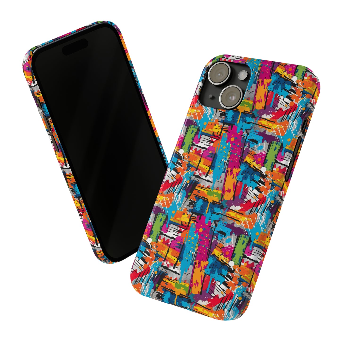 Abstract Brush Painted Colorful Design Iphone 15-12 Slim Phone Case