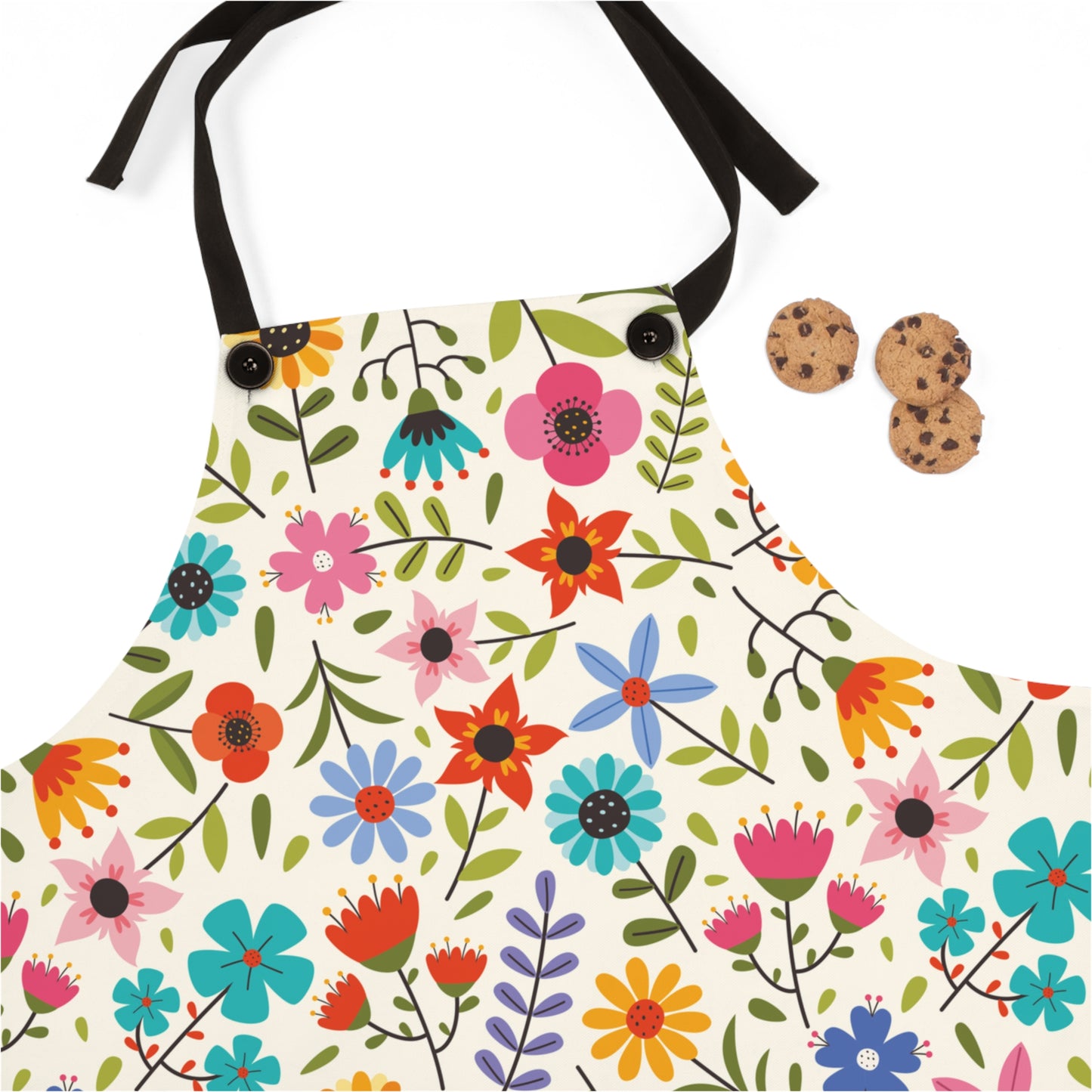 Bright Colored Springtime Flowers - Kitchen Chef Apron