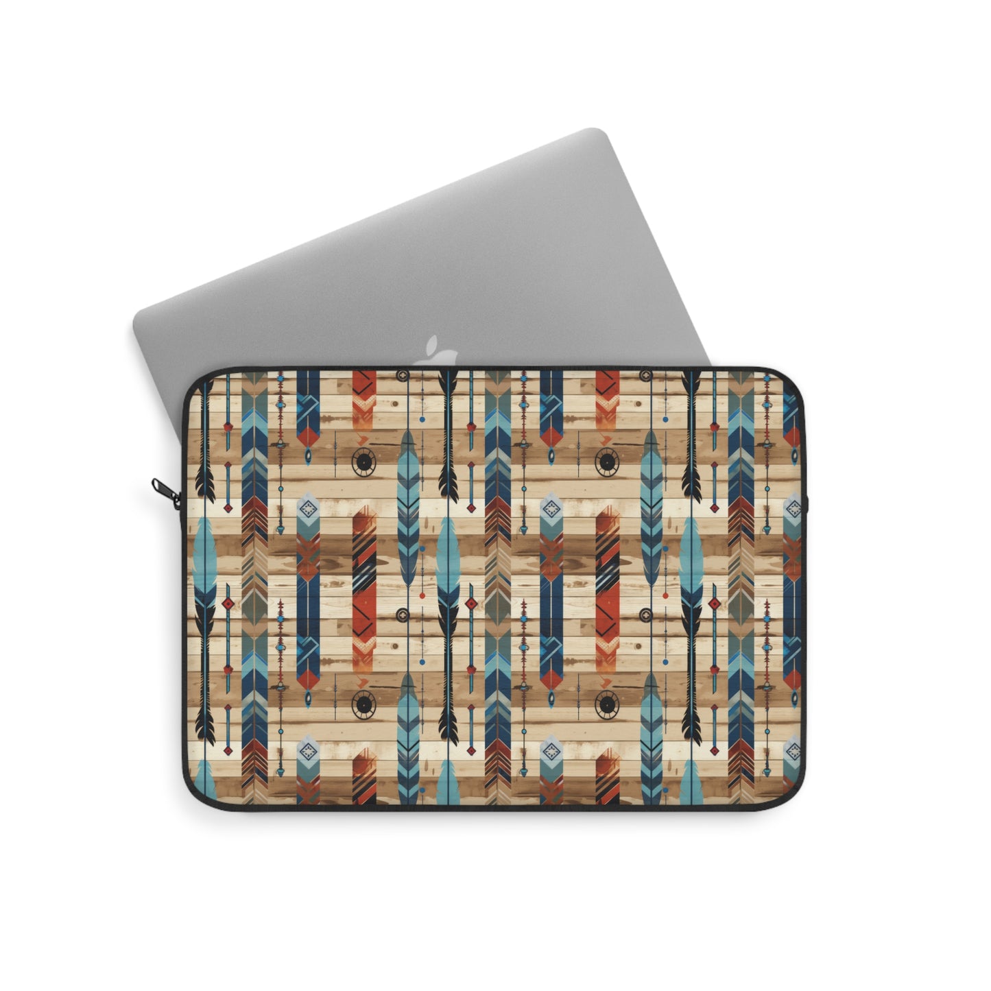 Rustic Boho Southwestern Feathered Arrows with Tribal Geometric Patterns Laptop or Ipad Protective Sleeve 3 Sizes Available