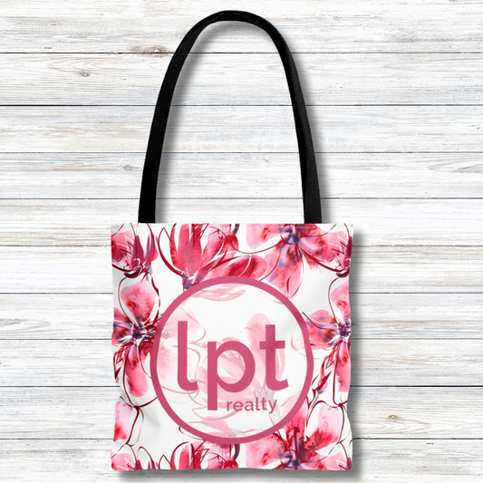 LPT Realty Logo and Pink & White Romantic Flowers  - Canvas Tote 3 Sizes