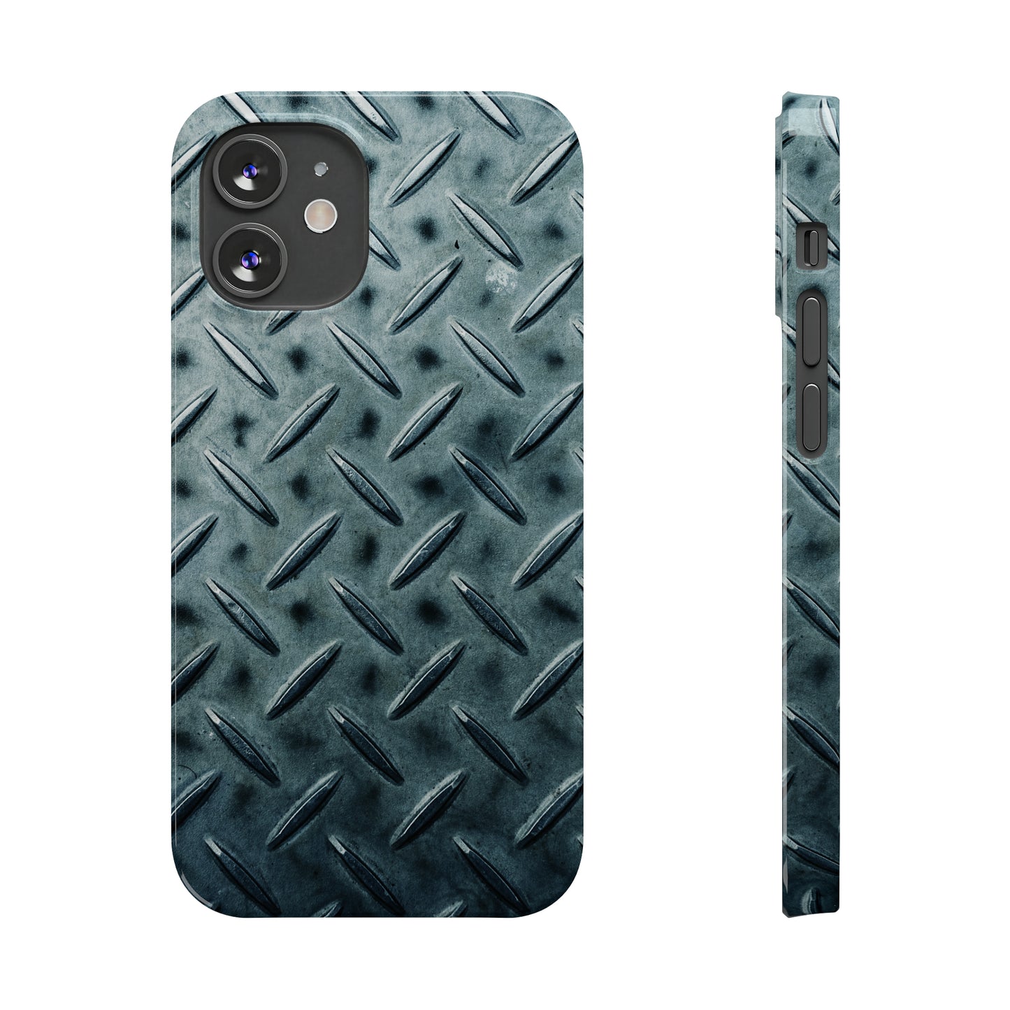 Blue Steel Diamond Plate Design Iphone 15-12 Slim Phone Case