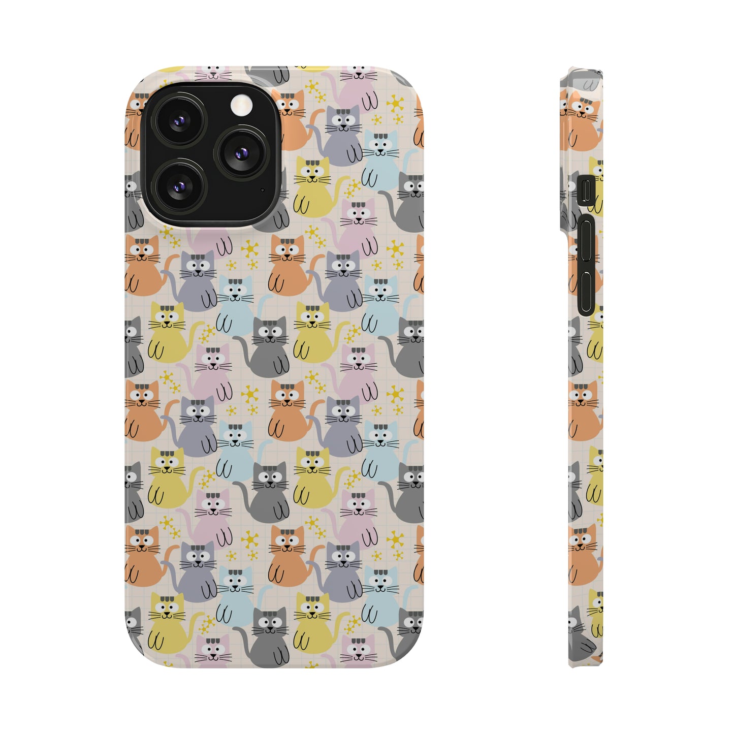 Adorable Cartoon Kitties: Pastel-Colored and Overflowing with Cuteness Iphone 15-12 Slim Phone Case