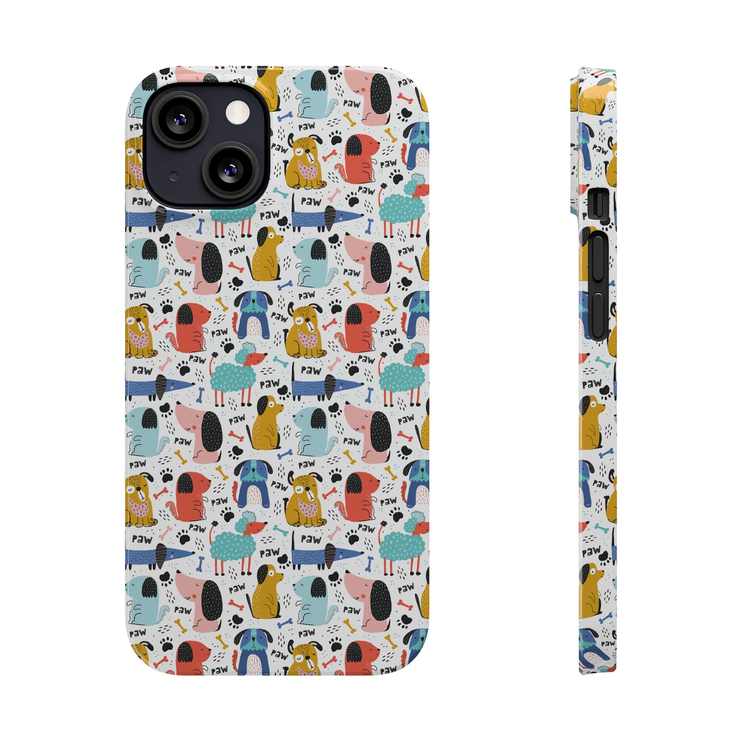 Playful Pups: Colorful Cartoon Dogs Iphone 15-12 Slim Phone Case