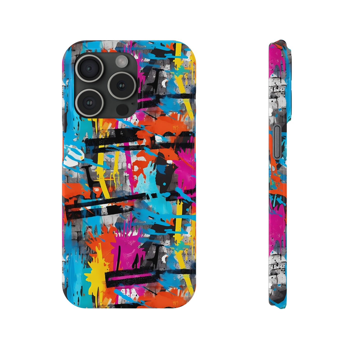 Rainbow Color Abstract Graffiti Design Iphone 15-12 Slim Phone Case