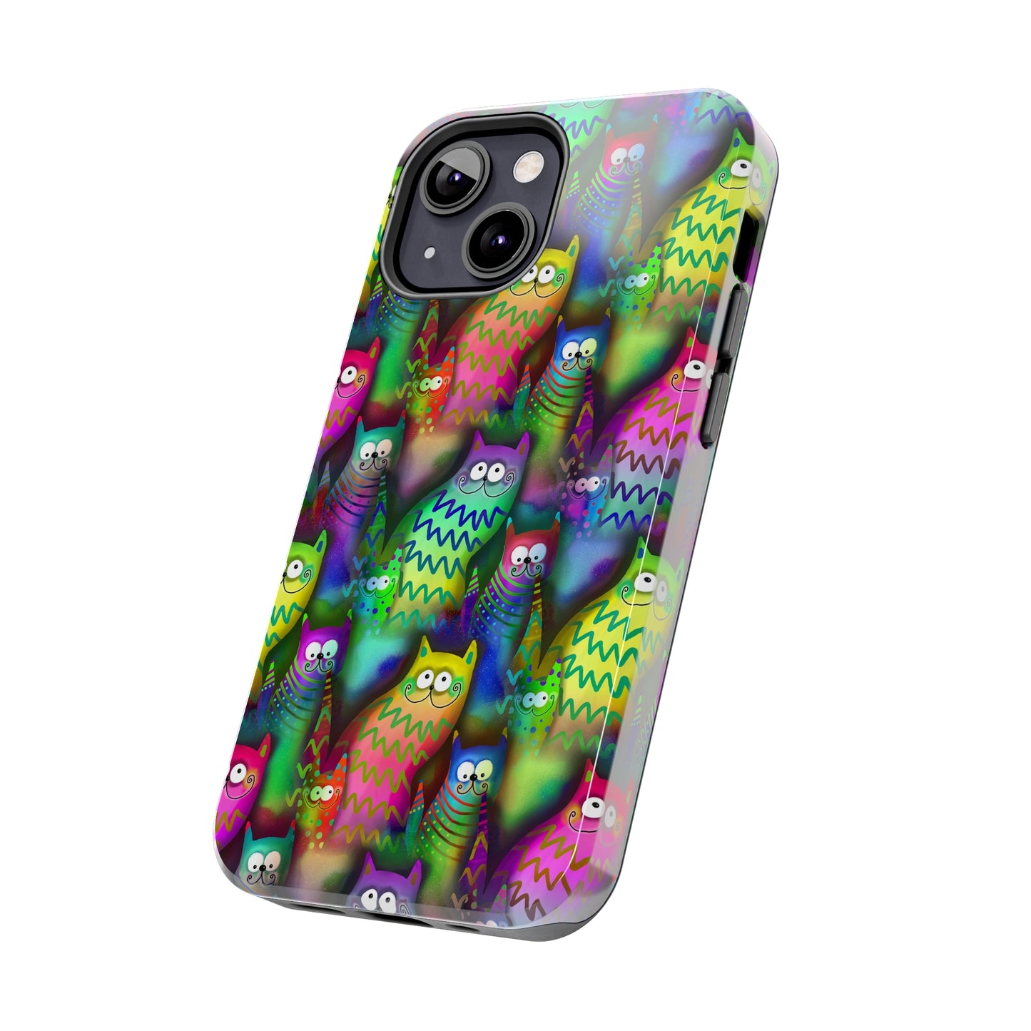 Neon Rainbow Cartoon Cats Iphone Tough Phone Case