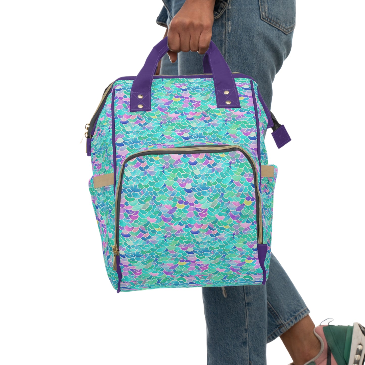 Pastel Seas: Mermaid Tail in Enchanting Pastel Hues Multifunctional Diaper Backpack