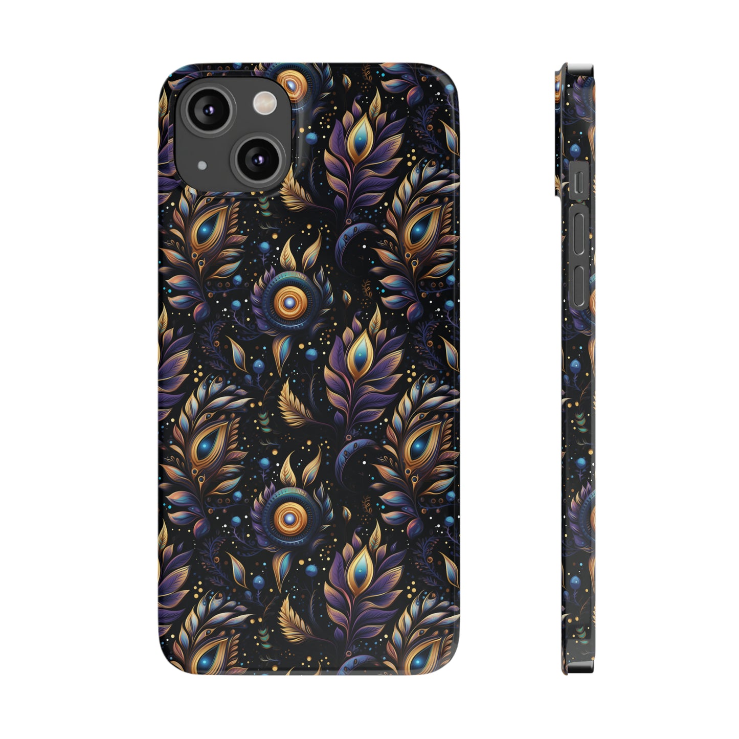 Mystical Enchanted Leaves and Celestial Stars Iphone 15-12 Slim Phone Case