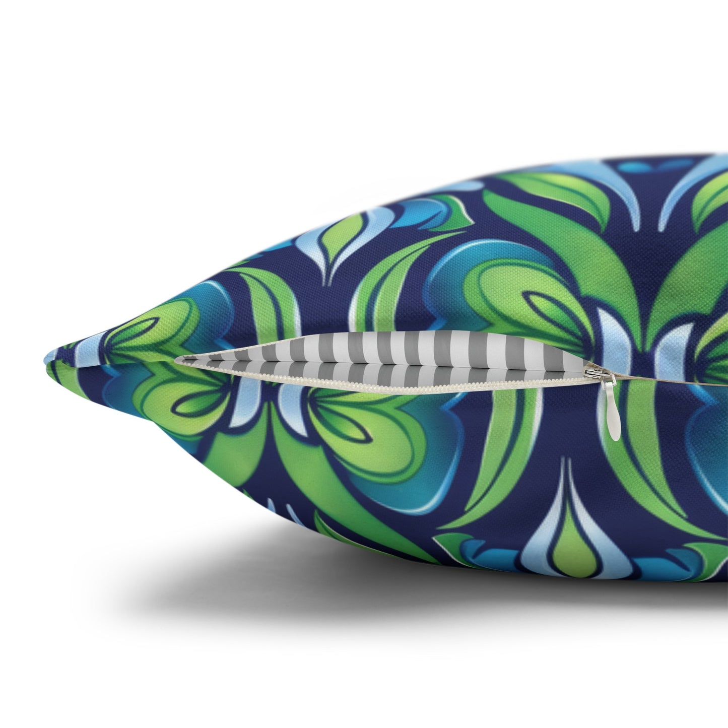 Retro Abstract Blue and Green Floral Pattern Spun Polyester Square Pillowcase 4 Sizes