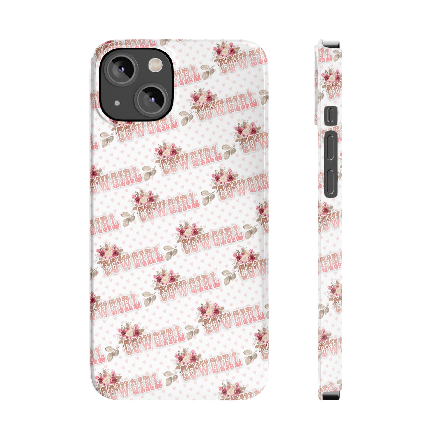 Pink Cowgirl and Flowers Iphone 15-12 Slim Phone Case