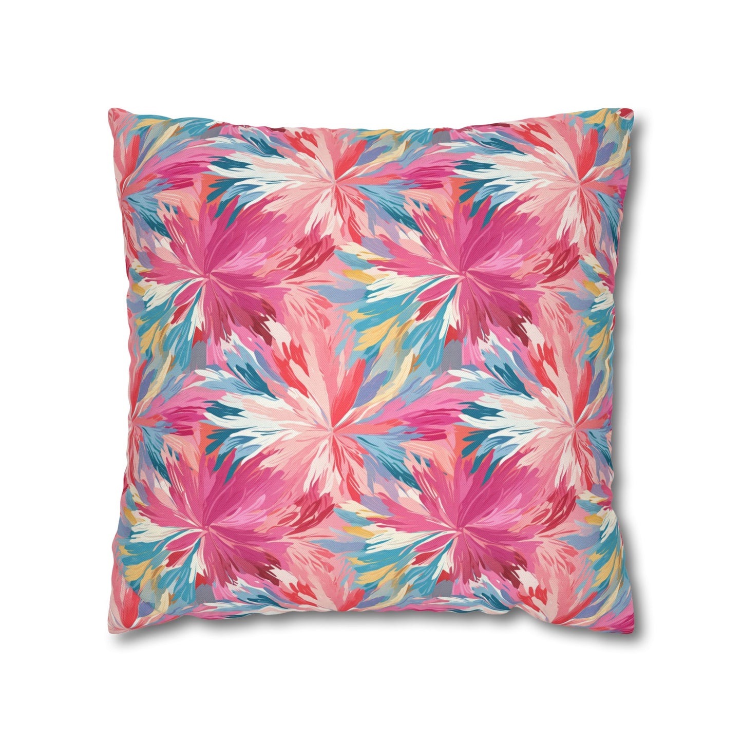 Whispering Sunset: Muted Pinks, Blues, and Gold Watercolor Flowers Spun Polyester Square Pillowcase 4 Sizes