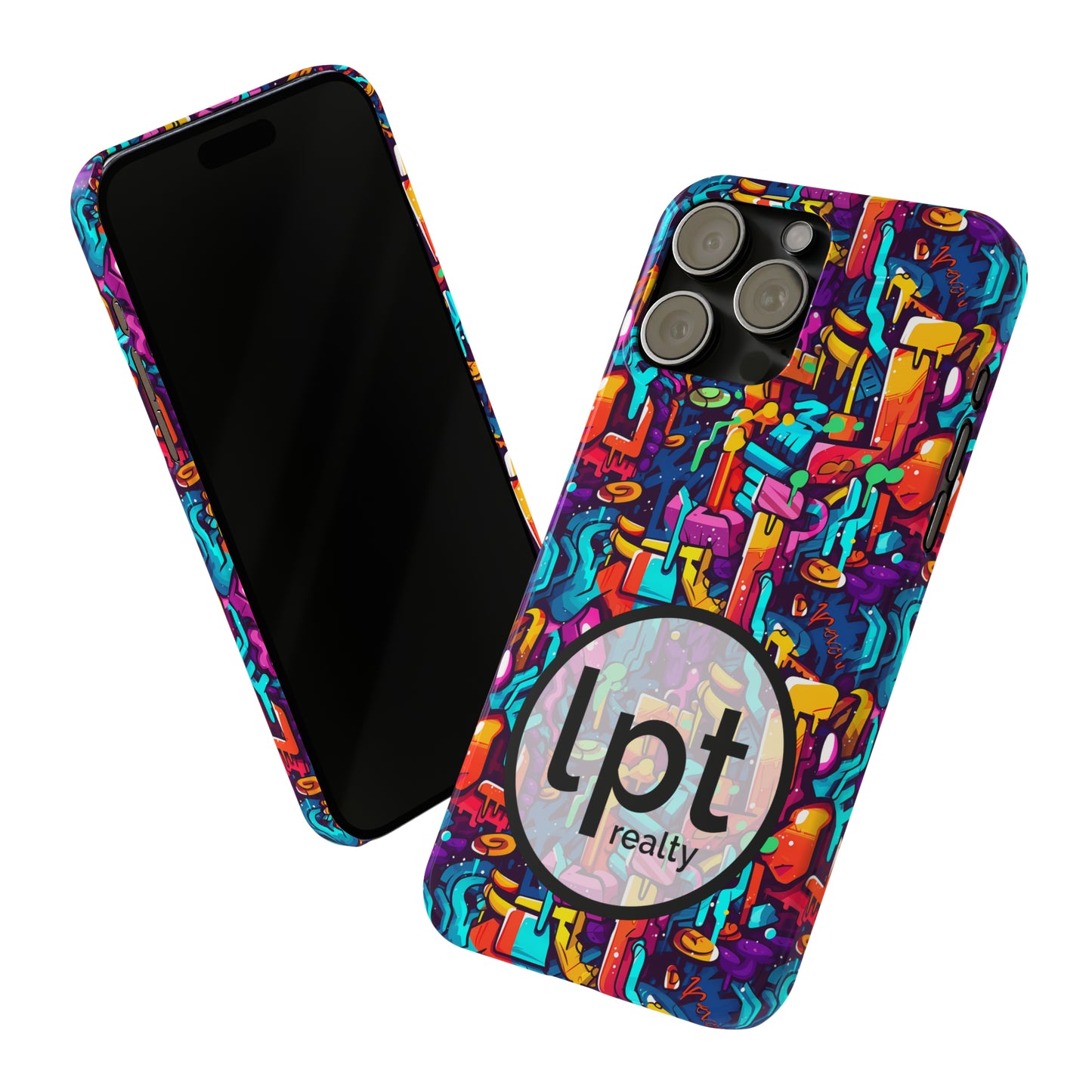 LPT Realty Logo -  3D Abstract Colorful Street Graffiti Art Design Iphone 15-12 Slim Phone Case