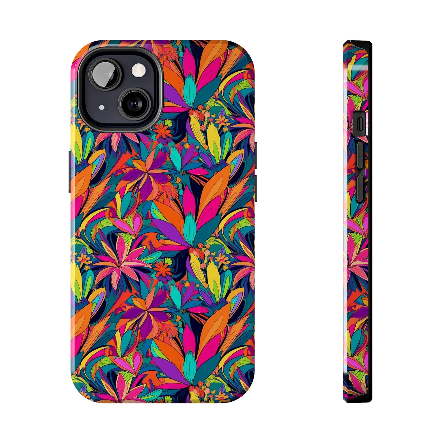 Tropical Neon Flowers Iphone Tough Phone Case