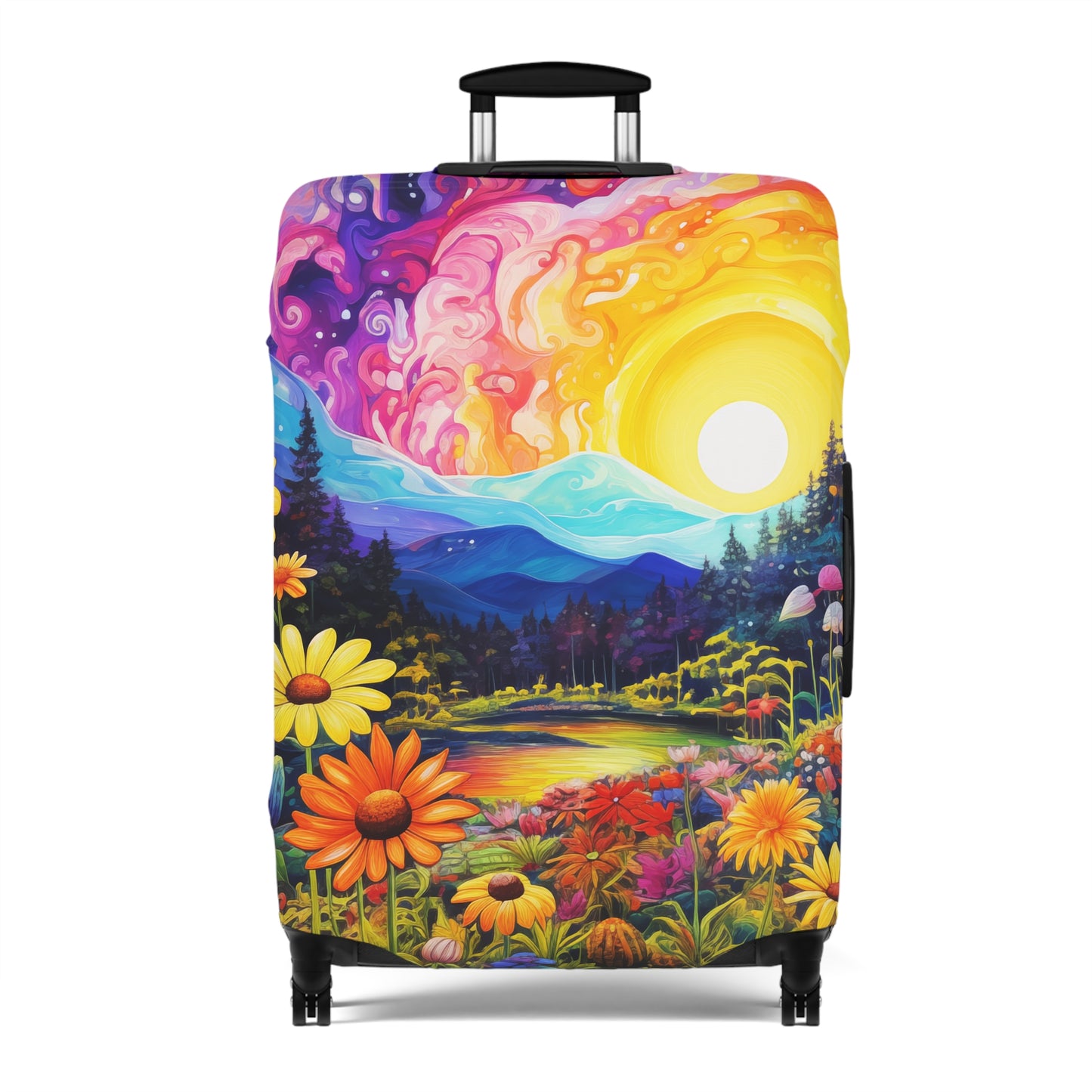 Enchanting Sunrise Over a Whimsical Field of Wildflowers  - Luggage Protector and Cover 3 Sizes