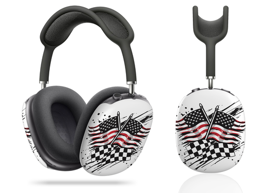 Racing Glory Speed and Freedom Checkered and American Flags AirPod Max Case Protective Covers