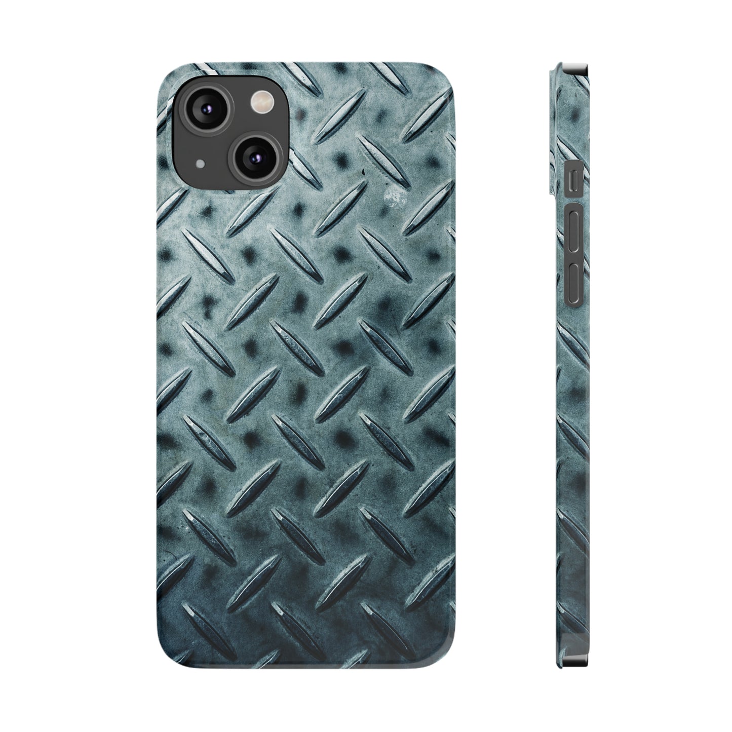 Blue Steel Diamond Plate Design Iphone 15-12 Slim Phone Case