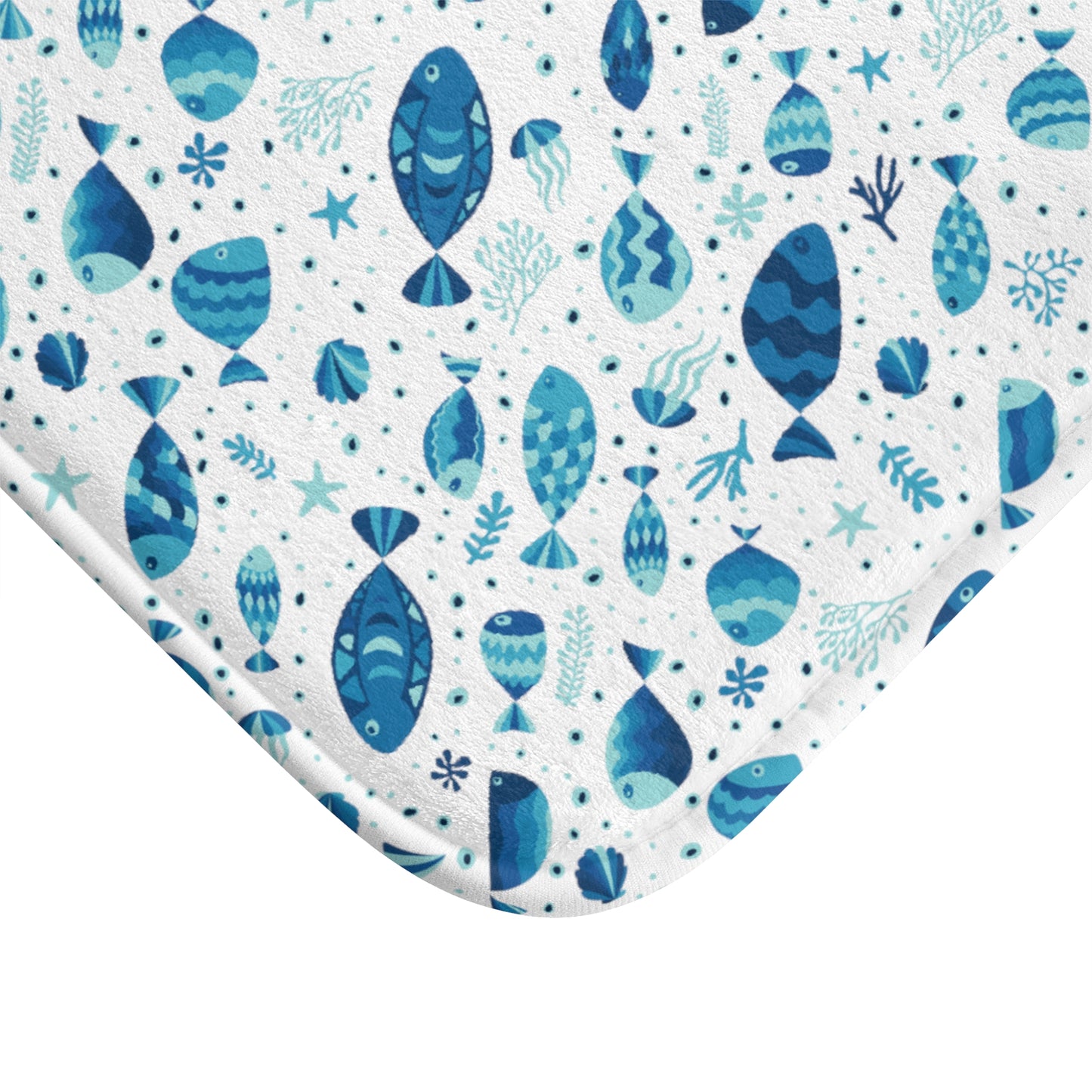 Fish and Stars Ocean Theme Design  - Bathroom Non-Slip Mat 2 Sizes