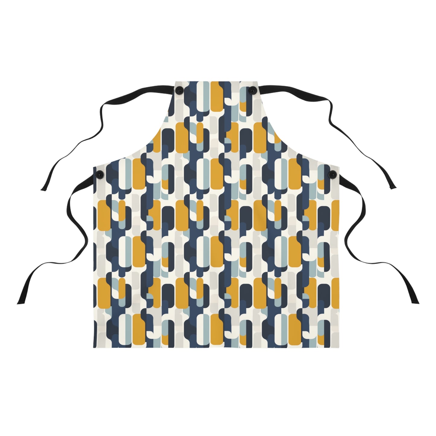 Modern Retro with Bold Geometric Pattern in Mustard and Navy - Kitchen Chef Apron