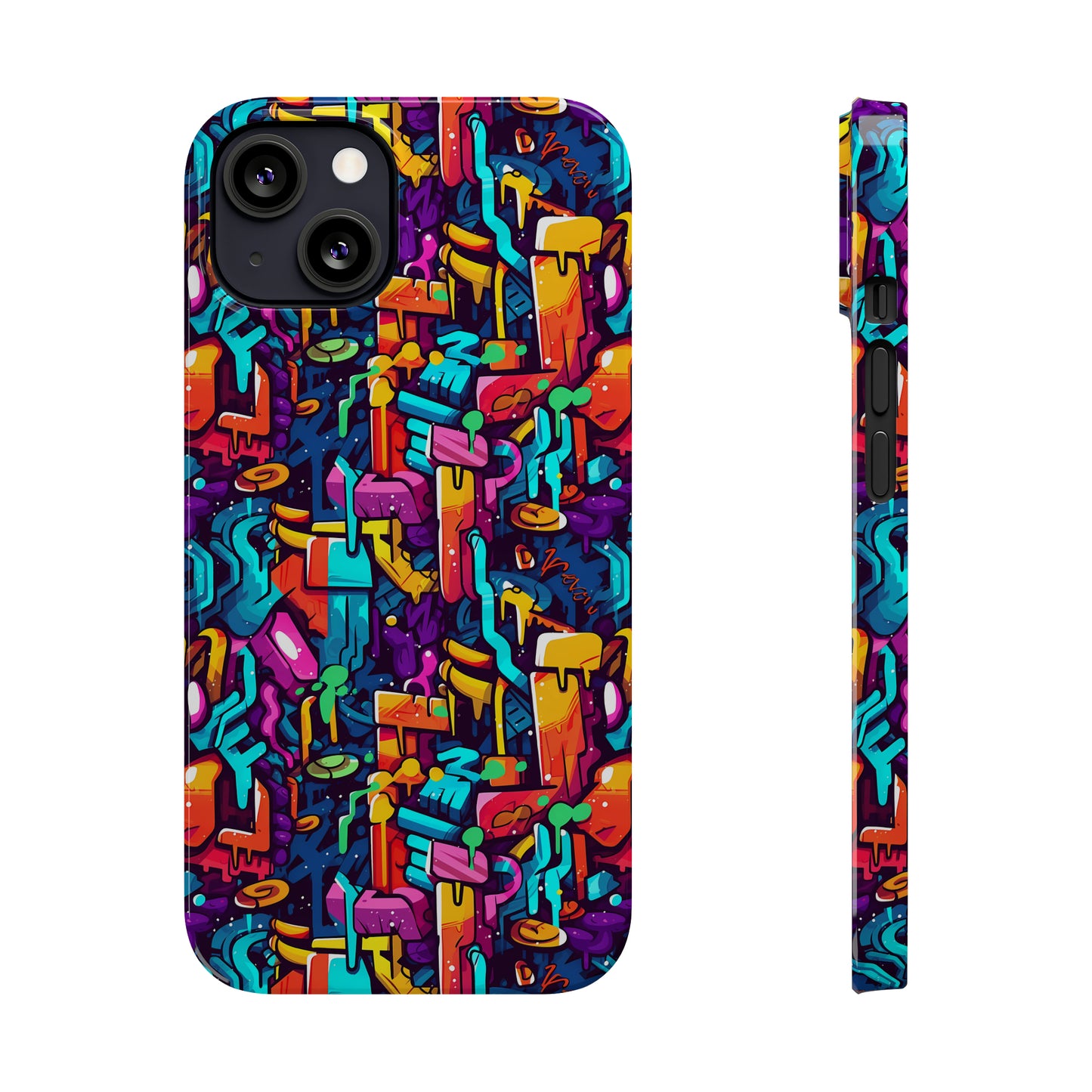 3D Abstract Colorful Street Graffiti Art Design Iphone 15-12 Slim Phone Case