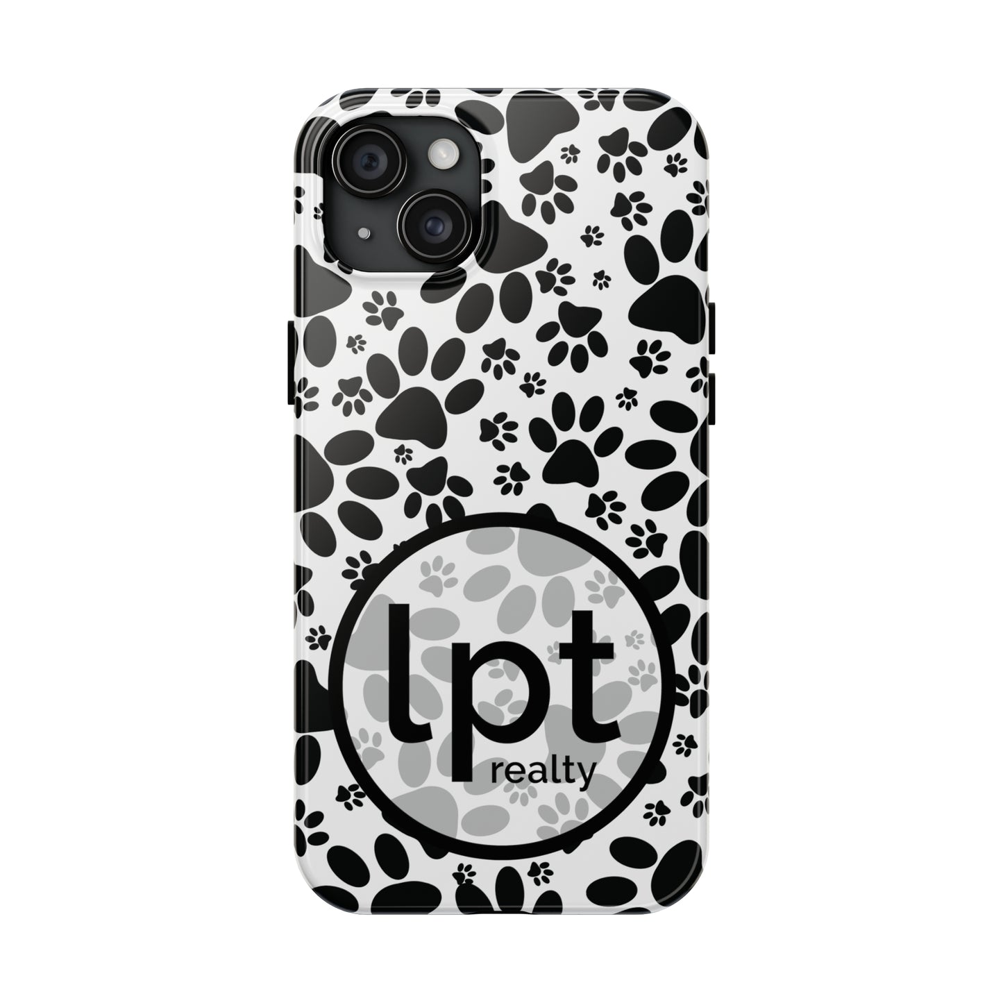 LPT Realty Logo -  Stealthy Tracks: Black Animal Paw Prints Iphone Tough Phone Case