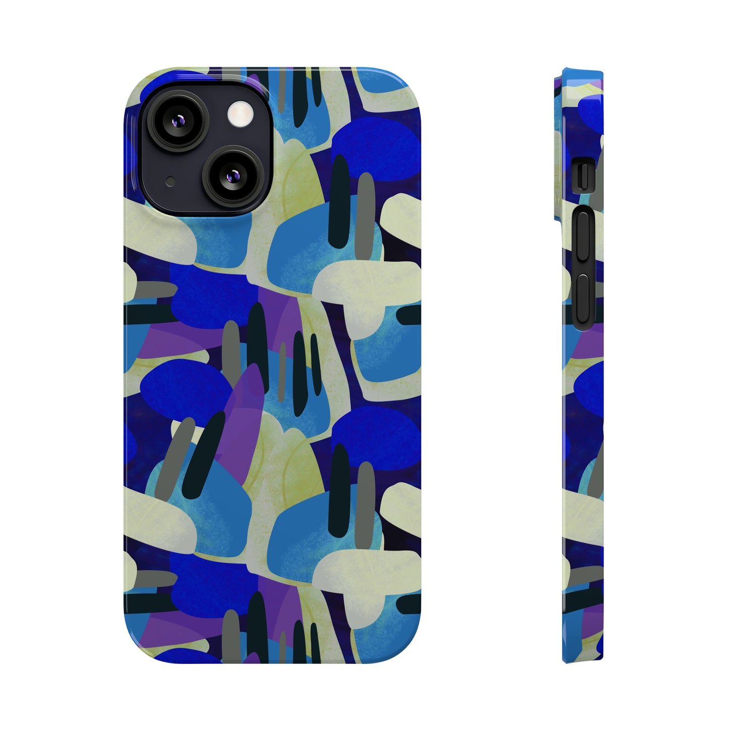 Blue, Purple and Green Abstract Design Iphone 15-12 Slim Phone Case