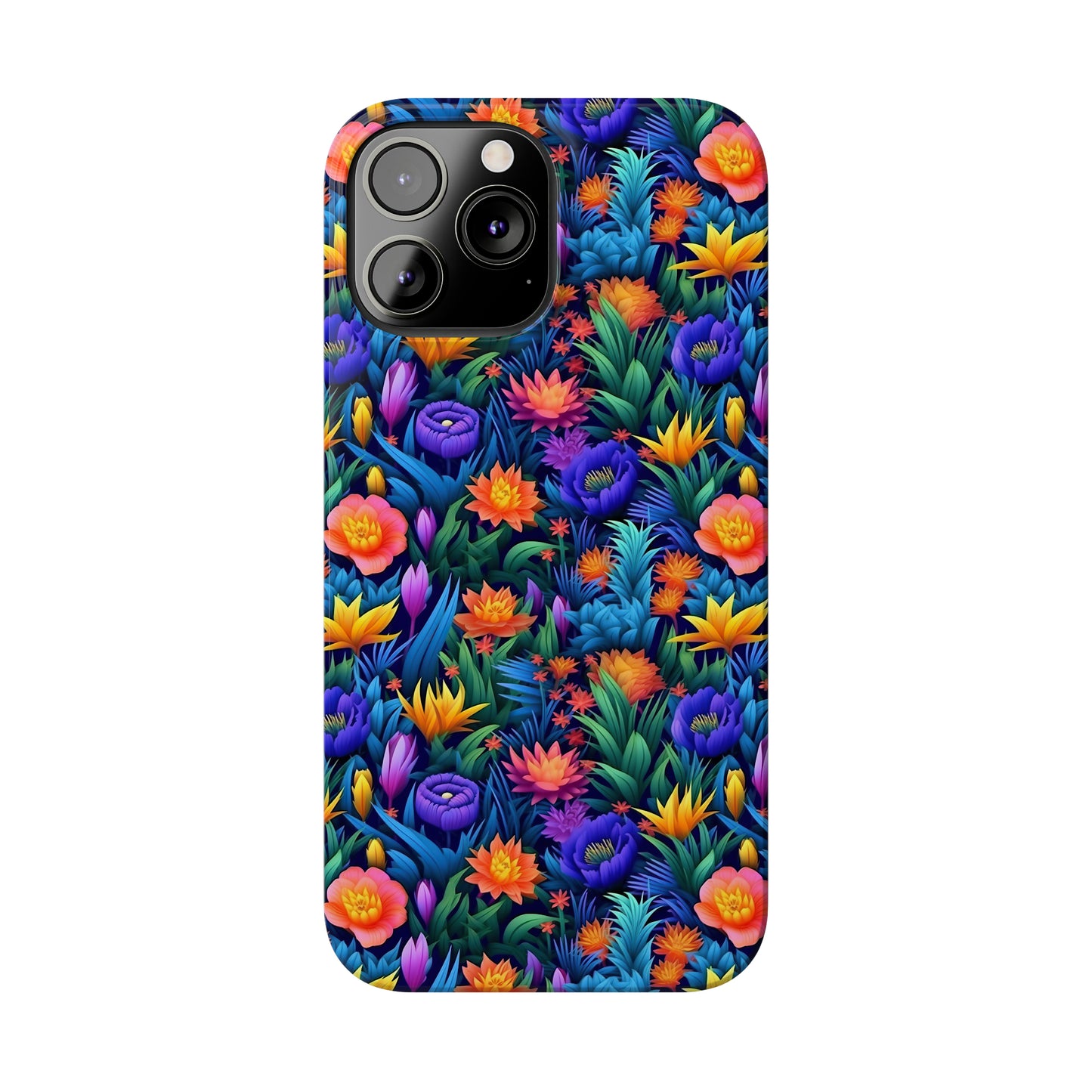 3D Tropical Bright Flowers Iphone 15-12 Slim Phone Case