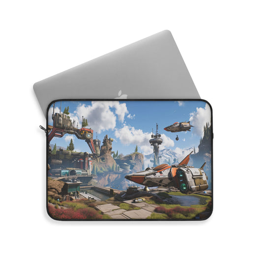 Fantasy Apex Legends Themed Space Ship and Village  - Laptop or Ipad Protective Sleeve 3 Sizes