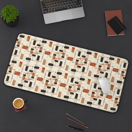 Modern Artistry in Bold and Minimalistic Pattern in a Palette of Black, Dark Orange, and Beige Extended Gaming Mouse Pad  Desk Mat  - 3 Sizes