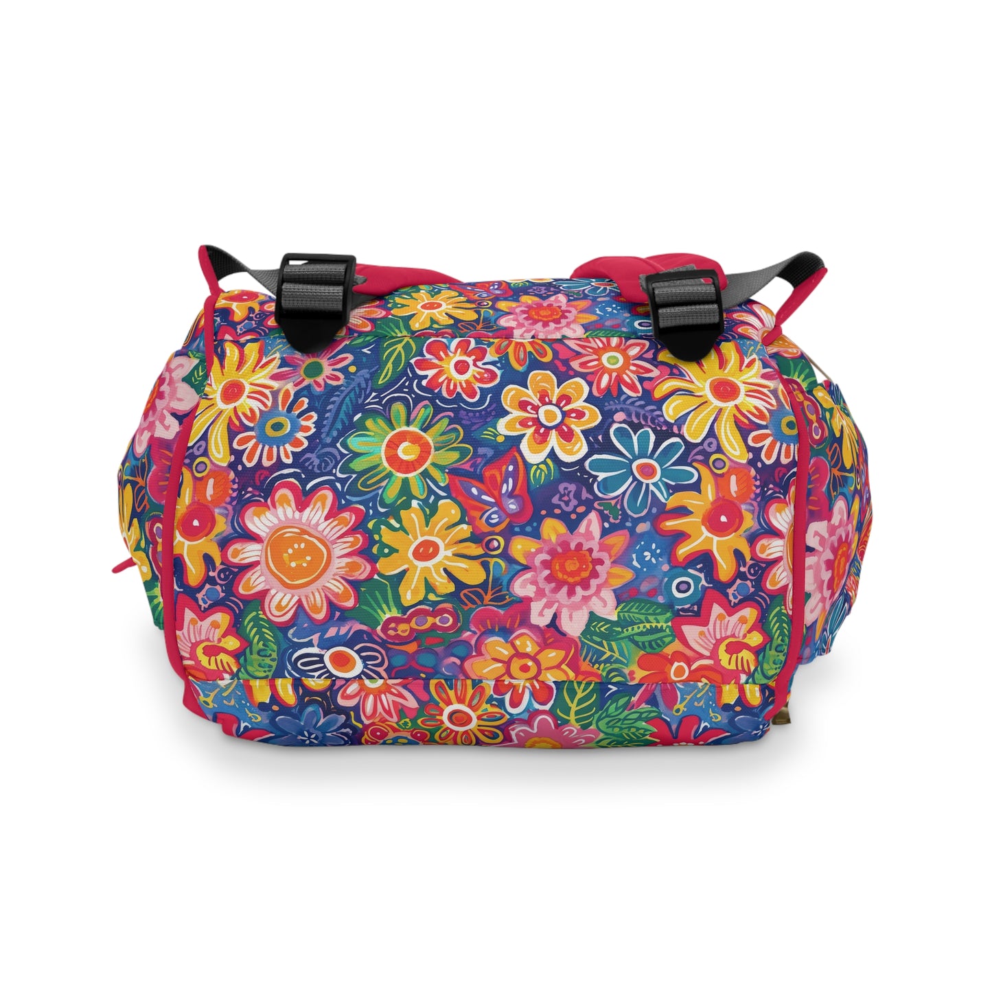 Fluttering Kaleidoscope: Vibrant Multicolor Flowers and Butterflies in Flight Multifunctional Diaper Backpack