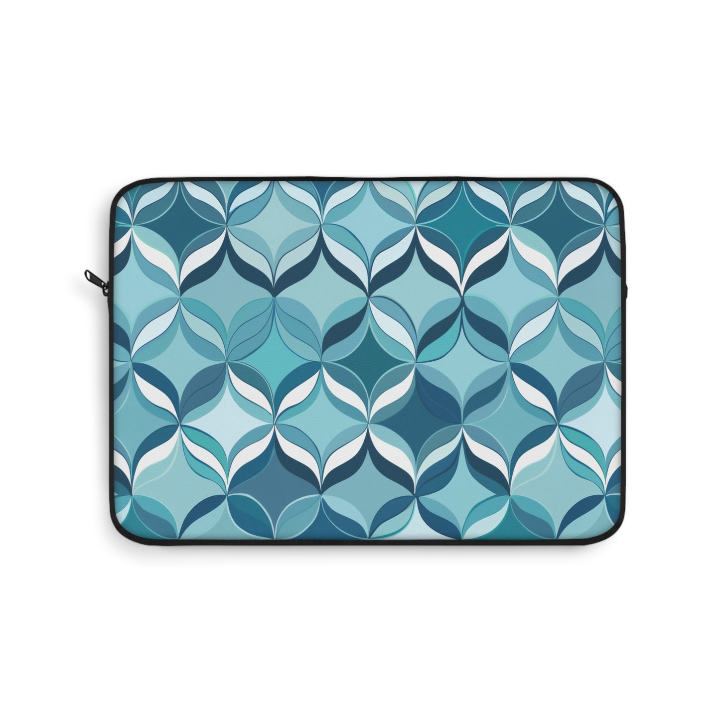 Modern Chic Aqua and Cream Geometric Pattern Laptop or Ipad Protective Sleeve 3 Sizes Available