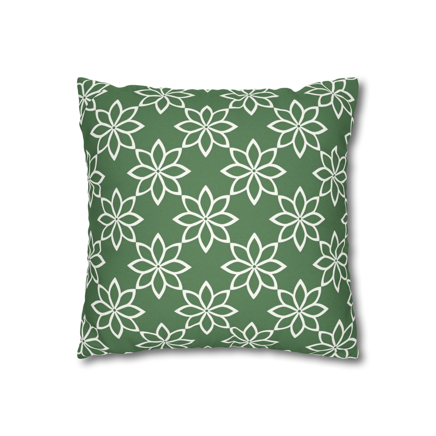 Modern Minimalist Green and White Geometric Floral Design Spun Polyester Square Pillowcase 4 Sizes