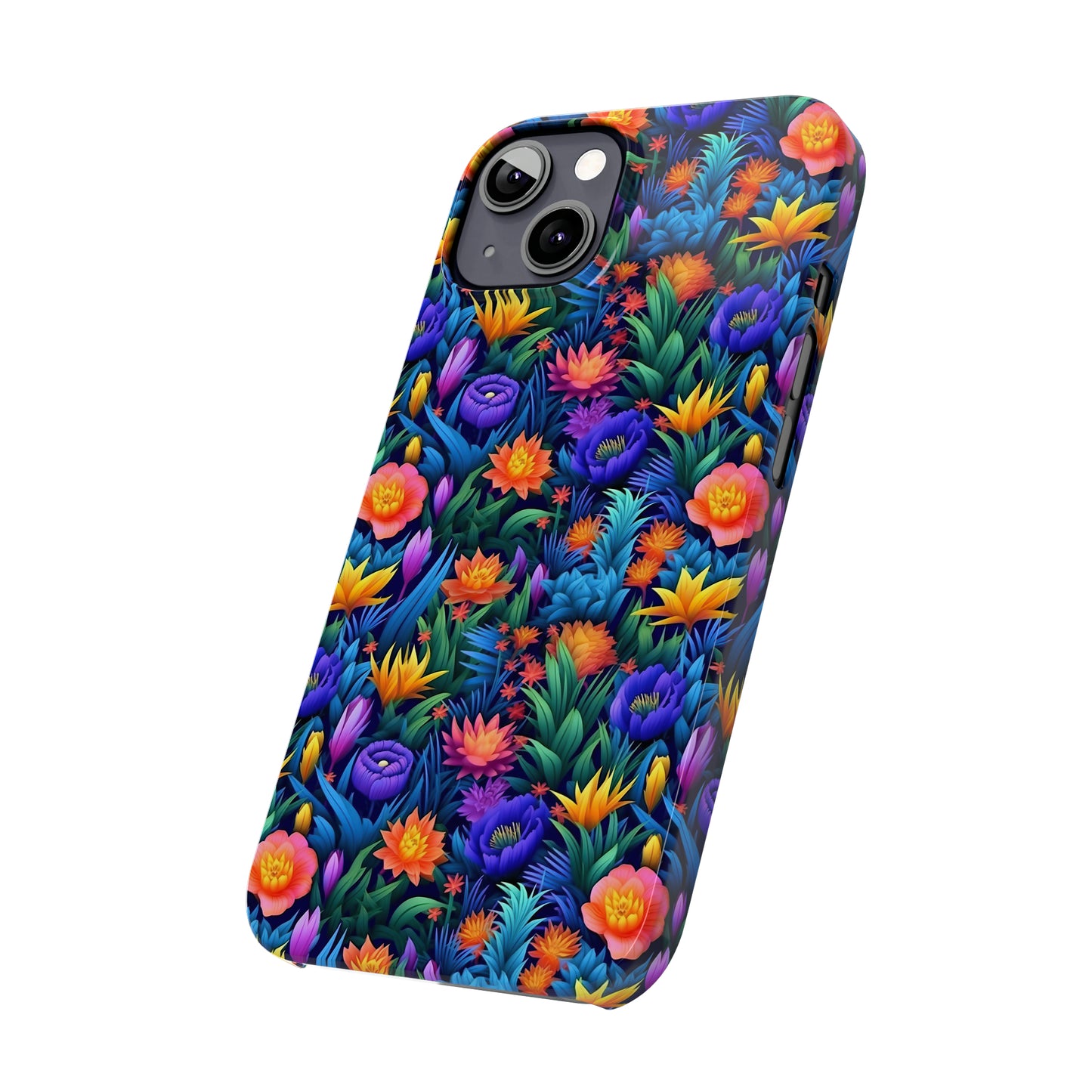 3D Tropical Bright Flowers Iphone 15-12 Slim Phone Case