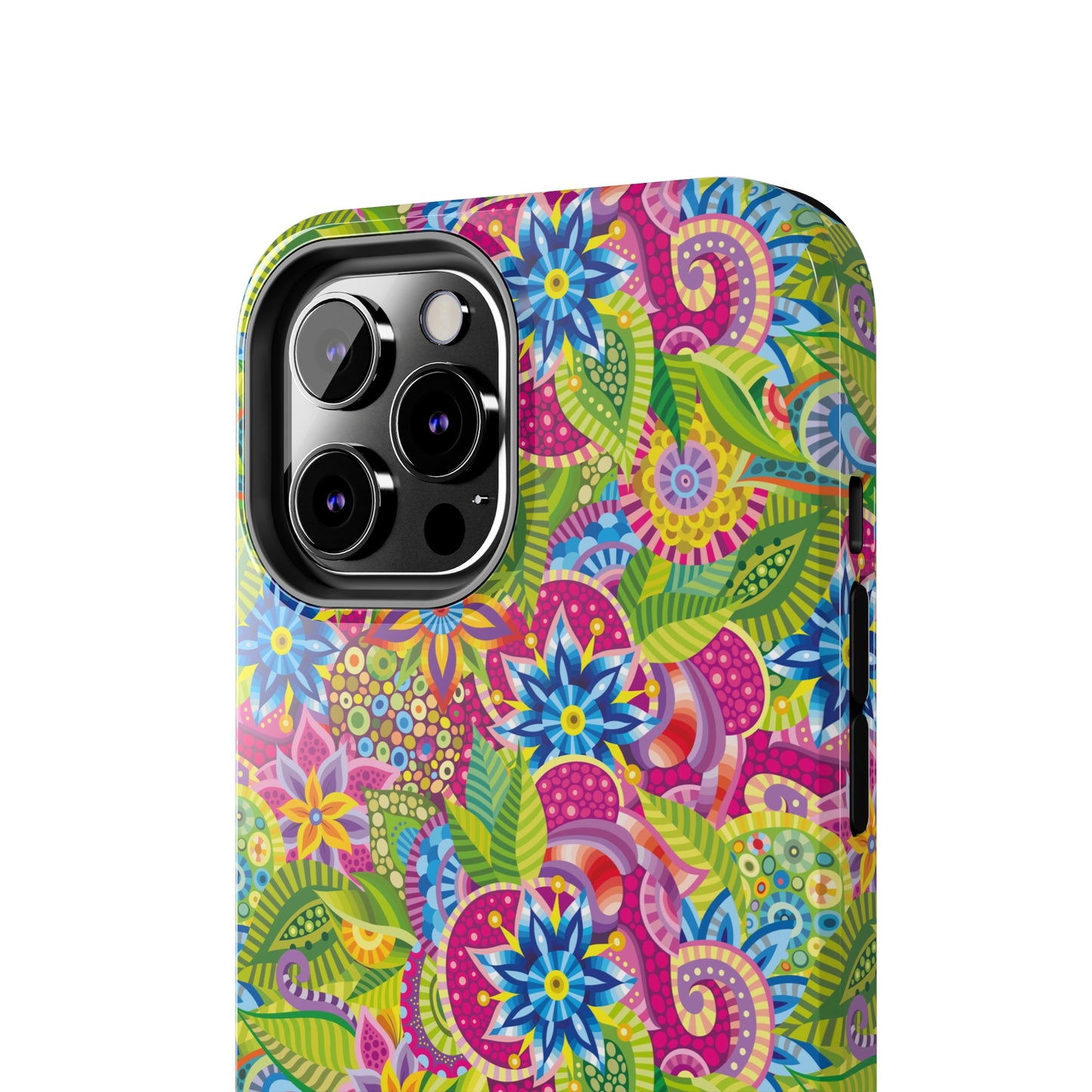 Vibrant Array of Abstract Flowers and Paisley in Rainbow Hues Iphone Tough Phone Case