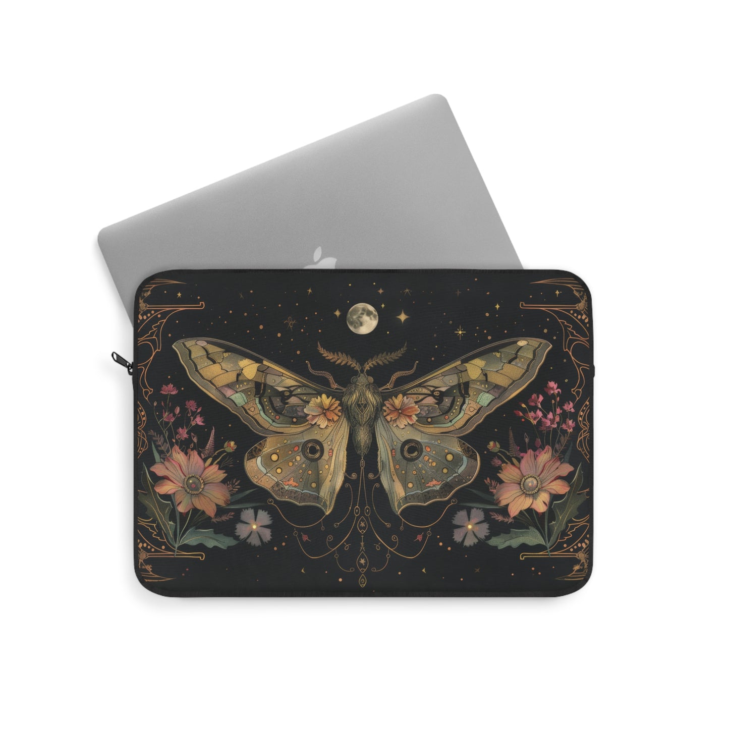 Lunar Moth Symphony with Moonlit Florals and Ethereal Glow Laptop or Ipad Protective Sleeve 3 Sizes Available