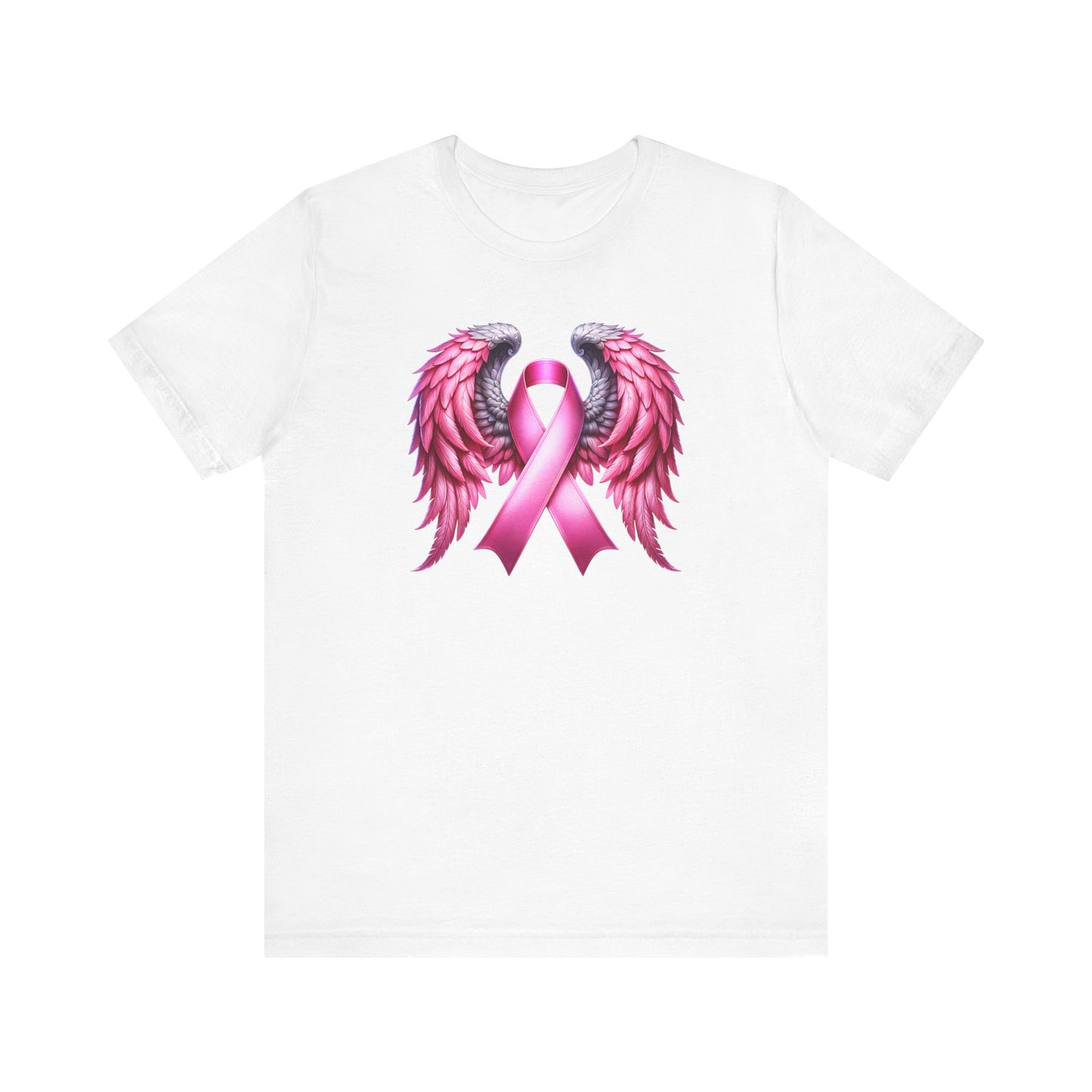 Pink Ribbon Angel Wings Breast Cancer Survivor Jersey Short Sleeve T-shirt