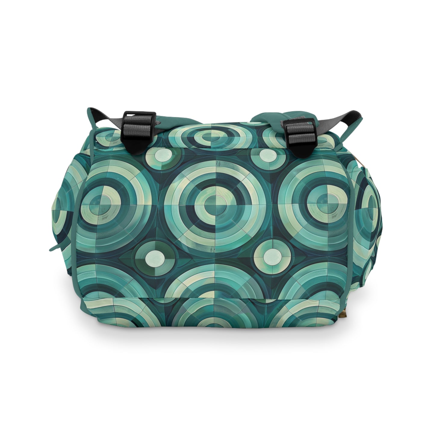 Oceanic Echoes of Layered Circles in Turquoise and Aqua Multifunctional Diaper Backpack