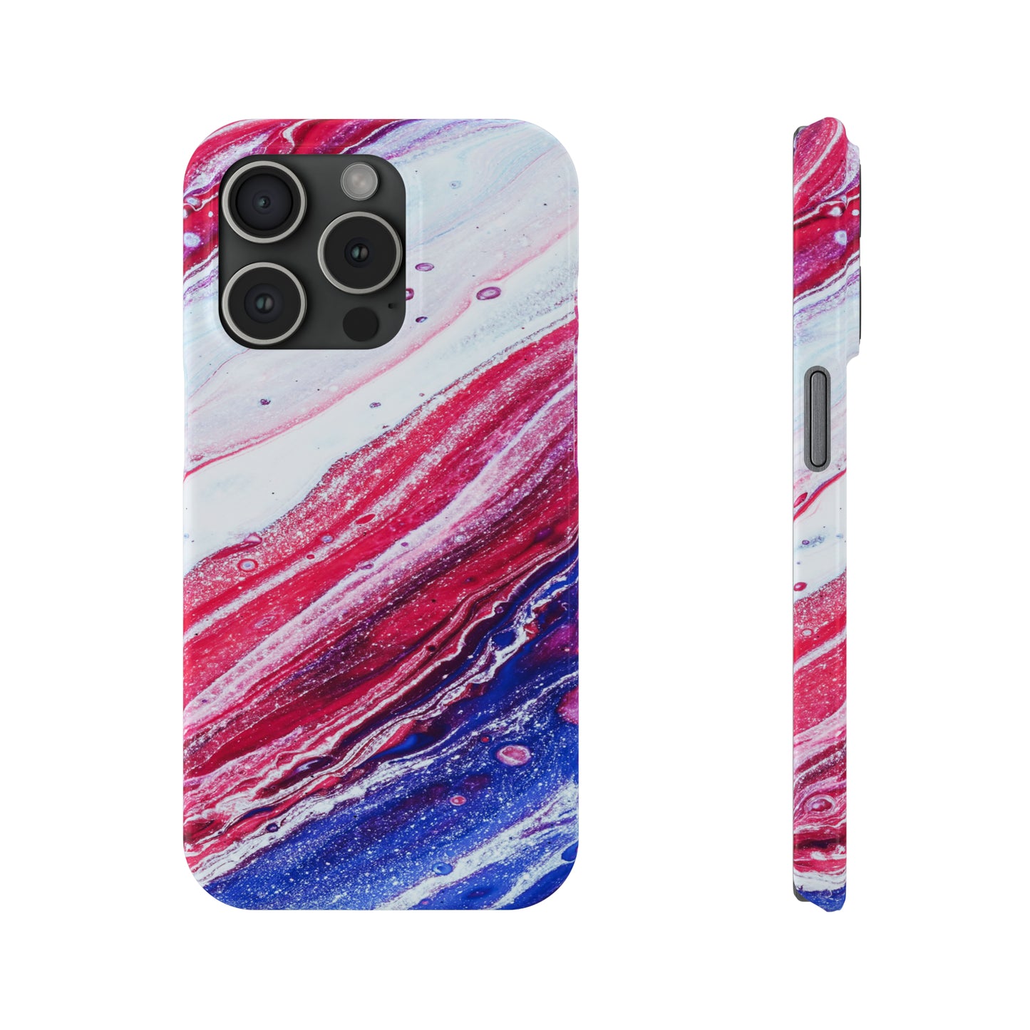 Red White and Blue Alcohol Ink Design Iphone 15-12 Slim Phone Case