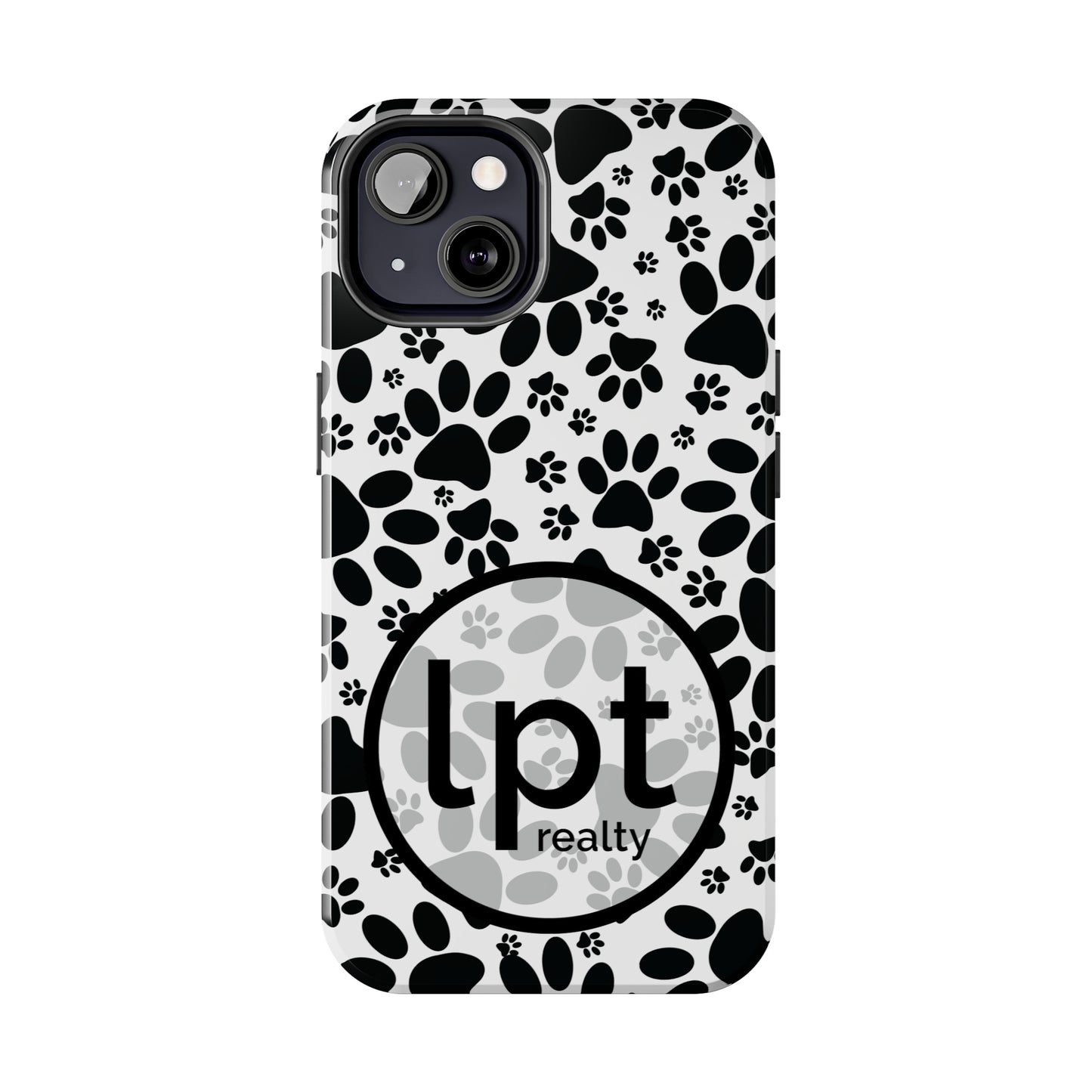 LPT Realty Logo -  Stealthy Tracks: Black Animal Paw Prints Iphone Tough Phone Case